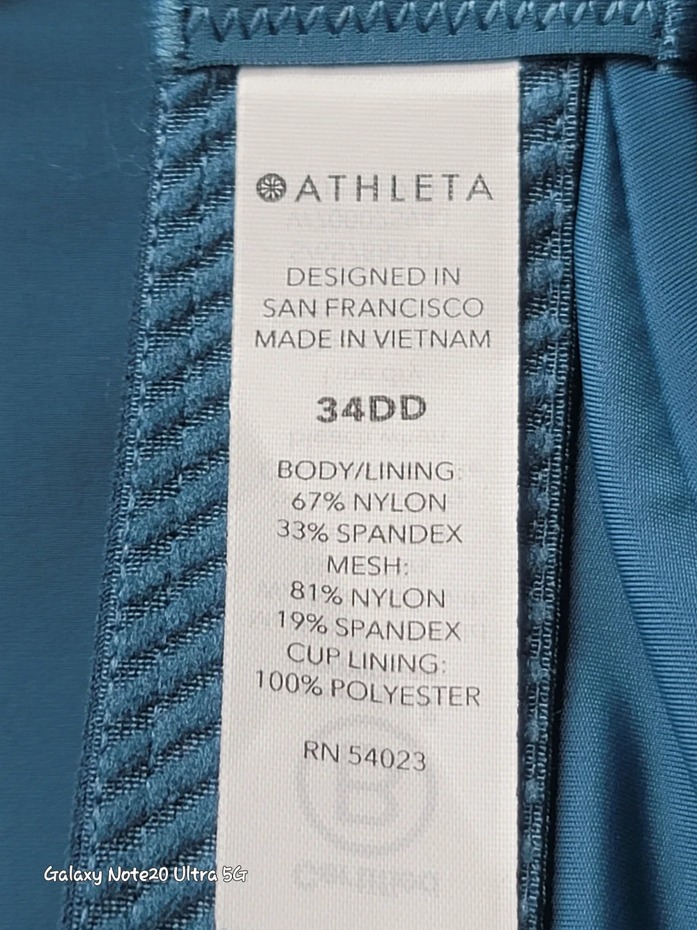 NWOT Athleta Premium High-Support Sports Bra - 34DD - Steel Teal Blue